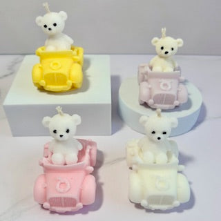 Vela Carrito con Osito envoltura de celofán